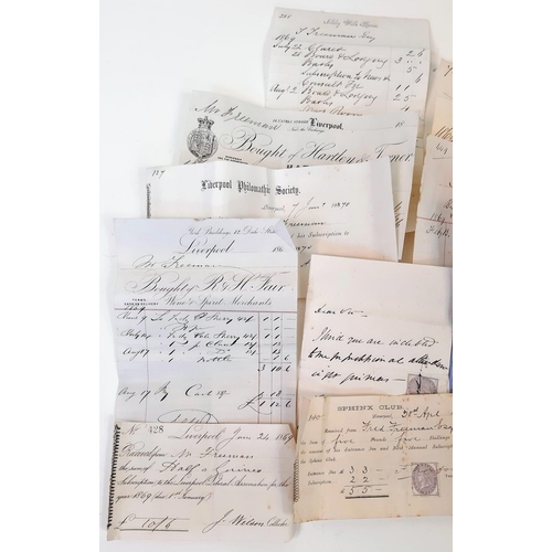 1749 - AN EXTREMELY INTERESTING PILE OF ORIGINAL BILLS AND RECEIPTS DATED 1868/69 FOUND IN THE ATTIC OF A C... 