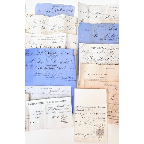 1749 - AN EXTREMELY INTERESTING PILE OF ORIGINAL BILLS AND RECEIPTS DATED 1868/69 FOUND IN THE ATTIC OF A C... 