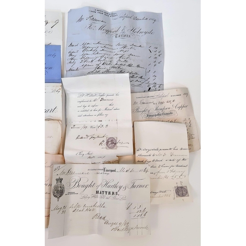 1749 - AN EXTREMELY INTERESTING PILE OF ORIGINAL BILLS AND RECEIPTS DATED 1868/69 FOUND IN THE ATTIC OF A C... 