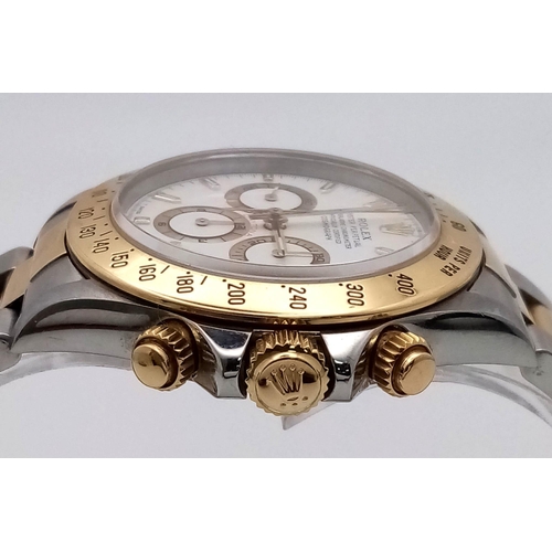 270 - A Rolex Bi-Metal Daytona Gents Watch. 18K Gold and Stainless Steel Bracelet and Case - 40mm. White d... 