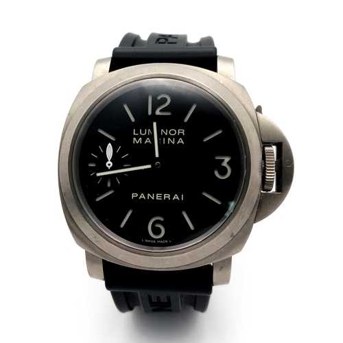 283 - A Panerai Luminor Marina Automatic Gents Watch. Black rubber strap. Titanium case - 44mm. Black dial... 