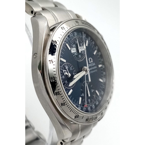 632 - An Omega Speedmaster Automatic Chronograph Gents Watch. Stainless steel bracelet and case - 39mm. Ic... 