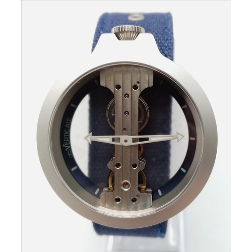 906 - A Verticale Mechanical Top Winder Gents Watch. Blue textile  strap. Ceramic skeleton case - 42mm. As... 