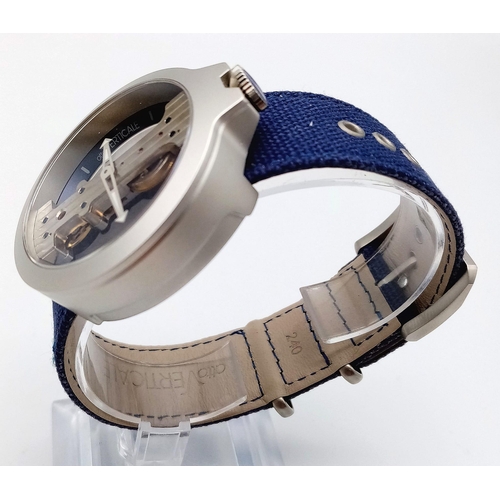 906 - A Verticale Mechanical Top Winder Gents Watch. Blue textile  strap. Ceramic skeleton case - 42mm. As... 