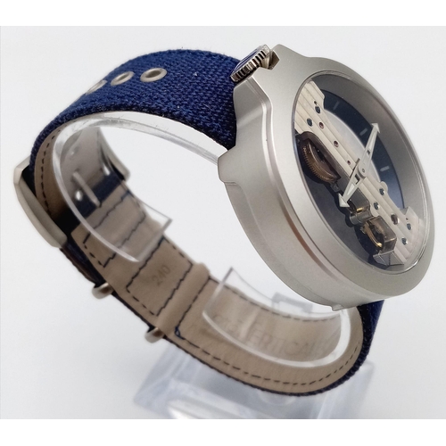 906 - A Verticale Mechanical Top Winder Gents Watch. Blue textile  strap. Ceramic skeleton case - 42mm. As... 