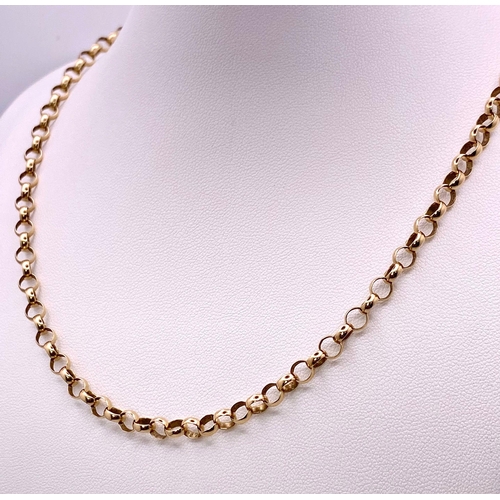 966 - A Classic 9k Yellow Gold Belcher Link Chain/Necklace. 46cm length. 12.2g weight.