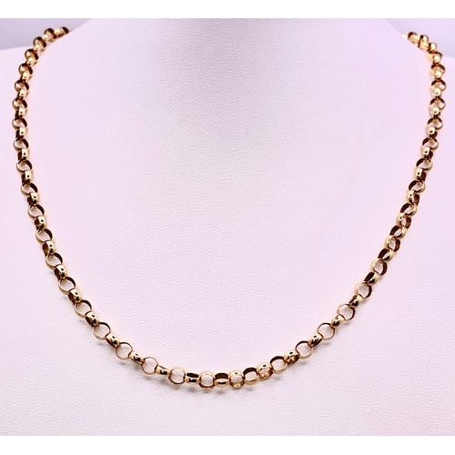 966 - A Classic 9k Yellow Gold Belcher Link Chain/Necklace. 46cm length. 12.2g weight.