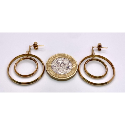 1473 - A Vintage Pair of 9K Yellow Gold Hoop within a Hoop Earrings! 2.65g total weight.