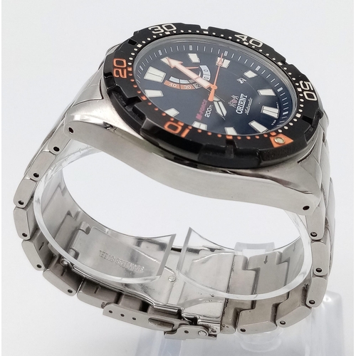 913 - An Orient M-Force Automatic Gents Watch. Stainless steel bracelet and case - 45mm. Black dial with s... 