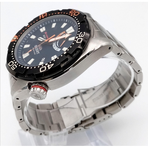 913 - An Orient M-Force Automatic Gents Watch. Stainless steel bracelet and case - 45mm. Black dial with s... 