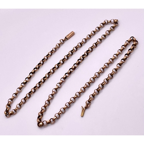 1519 - A Vintage 9K Rose Gold Belcher Link Chain/Necklace. 44cm. 4.83g weight.