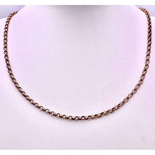 1519 - A Vintage 9K Rose Gold Belcher Link Chain/Necklace. 44cm. 4.83g weight.