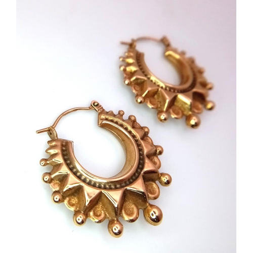 1617 - A Wonderful Vintage  Pair of Sunshine Hoop Earrings. 2.72g total weight.