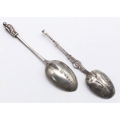 1678 - 2X Antique Christening spoons. One with full Birmingham hallmark,1901. The other with full London ha... 