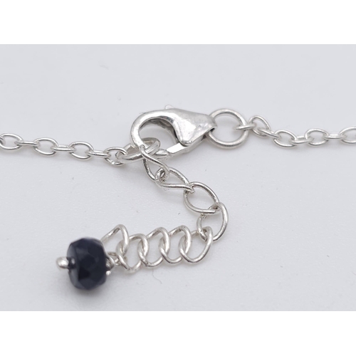 1442 - A parcel of Matching, Untreated Sapphire, Sterling Silver Jewellery.
Featuring a 43cm Necklace and a... 