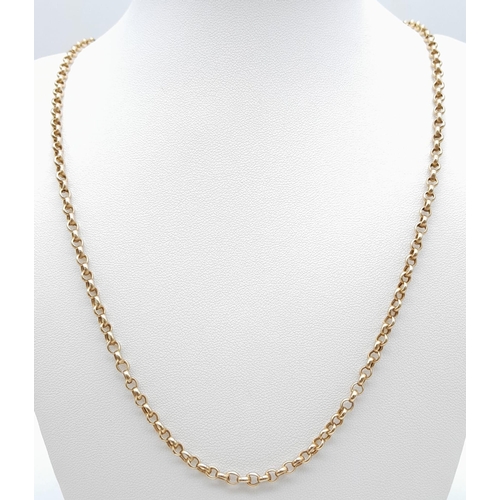 1512 - A 9K Yellow Gold Belcher Link Chain/Necklace. 50cm. 7.1g weight.