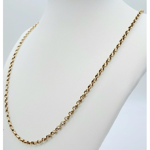 1512 - A 9K Yellow Gold Belcher Link Chain/Necklace. 50cm. 7.1g weight.