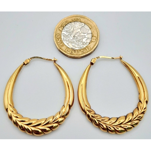 1589 - A Pair of Fancy 9K Yellow Gold Creole Earrings. 3.15g total weight.