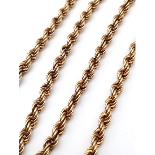 1671 - A Vintage 9K Yellow Gold Rope Necklace. 42cm. 5.05g total weight.