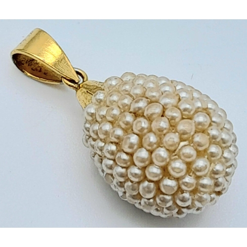 2003 - A Seed Pearl and Gold Bail Pendant. 3cm. 4.45g total weight.