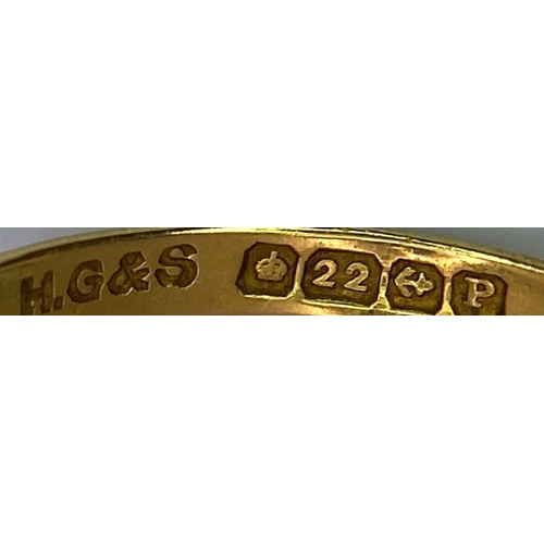 2895 - A 22K Yellow Gold Vintage Band Ring. 1.52g weight.