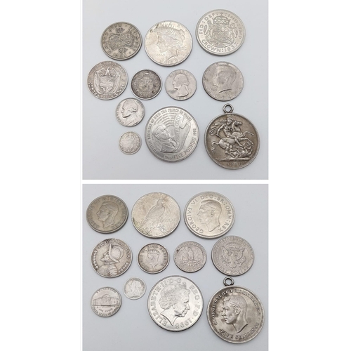 2896 - A collection of 11 interesting coins.
Quite a mix, see photos for details, some silver.
Total weight... 