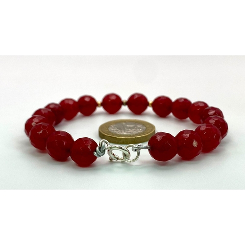 743 - Collection of Sterling Silver Jewellery.
Featuring a Red Gemstone Beaded Bracelet (7cm Diameter) and... 