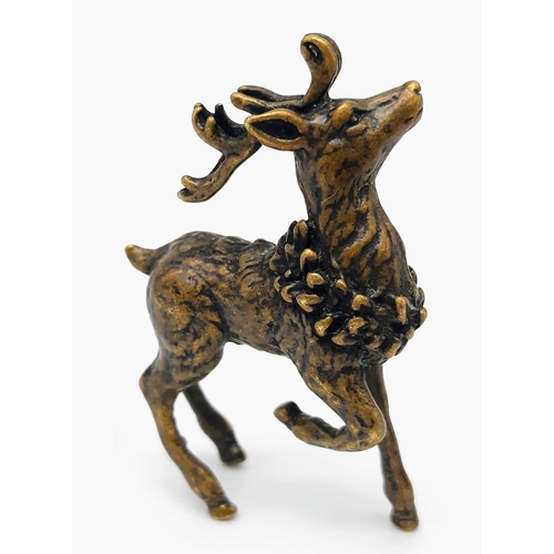 797 - Prancing Metal Decorative Reindeer Figurine. 5cm x 3cm