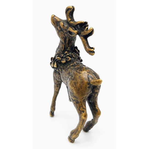 797 - Prancing Metal Decorative Reindeer Figurine. 5cm x 3cm