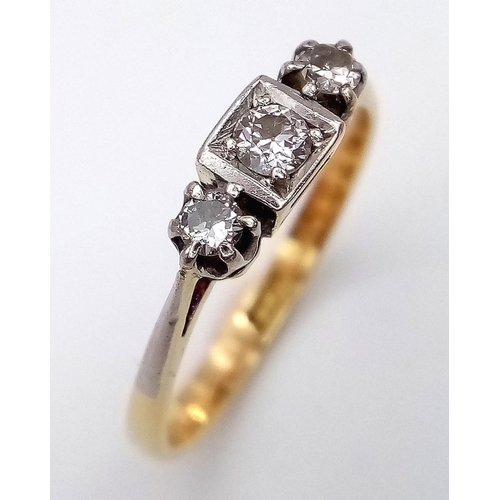 798 - A 18K YELLOW GOLD DIAMOND 3 STONE RING 0.20CT 2.6G SIZE O
ref: 6006