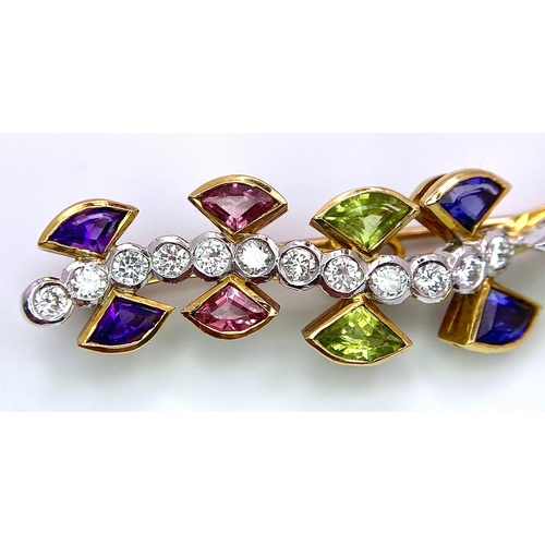 9 - An Exquisite 18K Yellow and White Gold Multi-Gemstone Pendant. All gemstones are high quality. It st... 