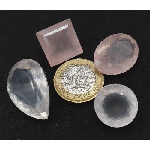 812 - A Parcel of Four Rose Quartz Gemstones - 116ctw. Different shapes.