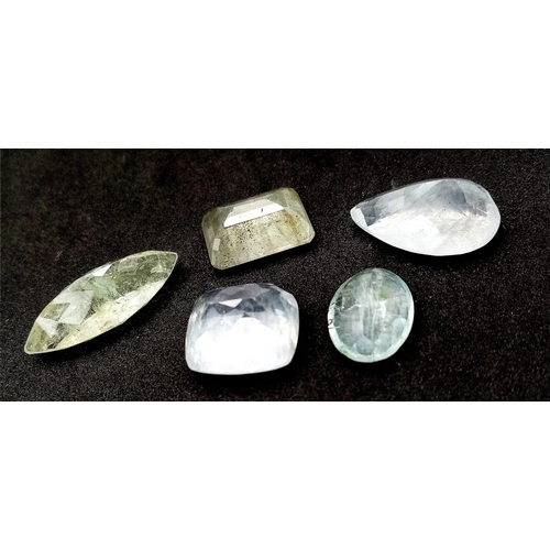 819 - A Parcel of Five Aquamarine Gemstones - 67.5ctw. Different shapes.