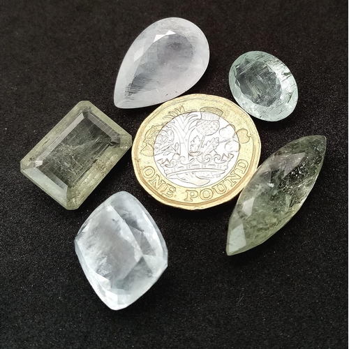 819 - A Parcel of Five Aquamarine Gemstones - 67.5ctw. Different shapes.