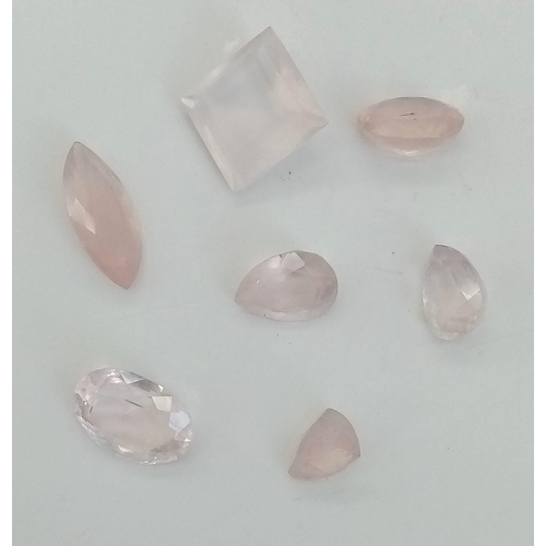 836 - A 101.05ct Rose Quartz Gemstones Lot of 7 Pieces. Mixed Shapes.