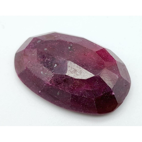 813 - A 90.10 Ct Faceted Colour Enhanced Ruby in Oval Shape. GLI Certified.