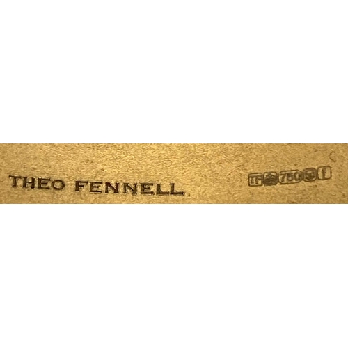 211 - A Theo Fennell Designer 18K Yellow Gold Fluted Cuff Bangle. 32mm width. 84.43g weight. Ref: 15247