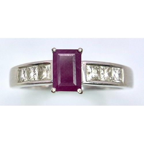 300 - 9kt White Gold, Diamond (0.60ct) & Ruby (0.50ct) Ring.
Size: N
Weight: 2.6g

A/S 8003