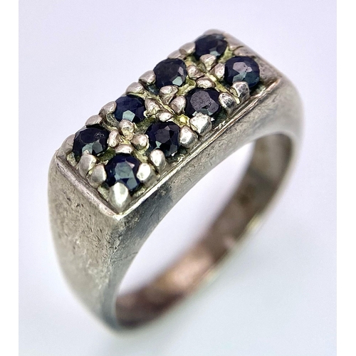 315 - Sterling Silver, Dark Blue Stone set Ring.
Believed to be Australian Sapphires.
Size: N
Weight: 5.5g... 