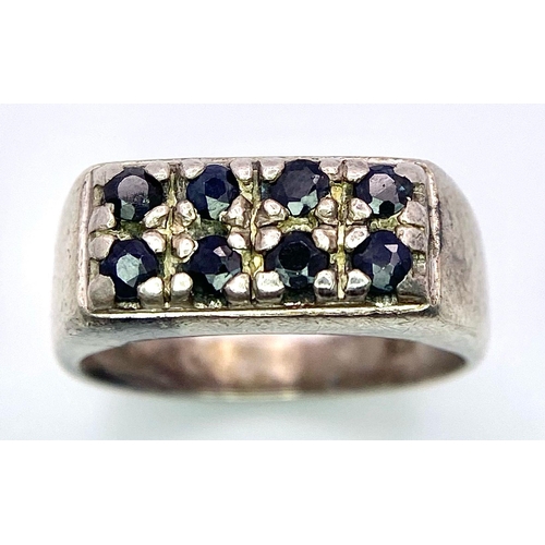 315 - Sterling Silver, Dark Blue Stone set Ring.
Believed to be Australian Sapphires.
Size: N
Weight: 5.5g... 