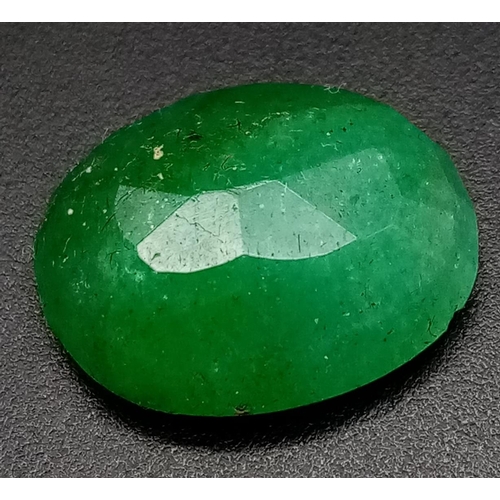 757 - A 8.75 Ct Faceted Colour Enhanced Emerald. Oval Shape. GLI Certified.