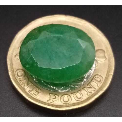 757 - A 8.75 Ct Faceted Colour Enhanced Emerald. Oval Shape. GLI Certified.