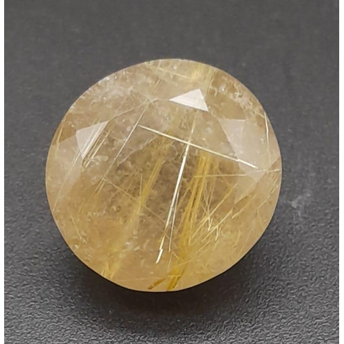 758 - A 16.05 Ct Faceted Rutile Quartz in Round Shape. GLI Certified.