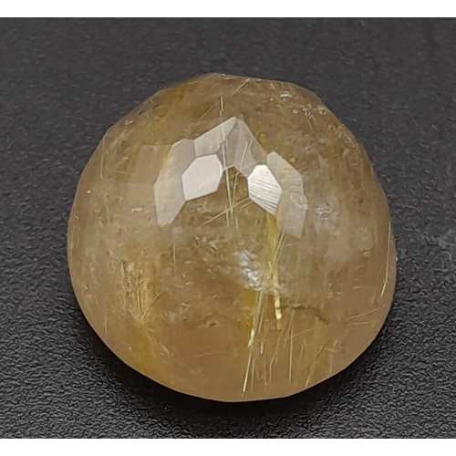 758 - A 16.05 Ct Faceted Rutile Quartz in Round Shape. GLI Certified.