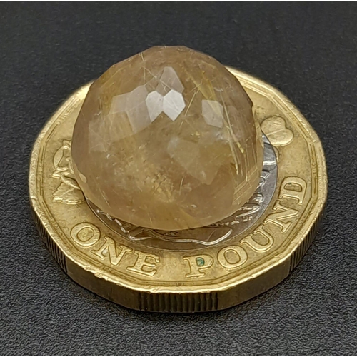 758 - A 16.05 Ct Faceted Rutile Quartz in Round Shape. GLI Certified.