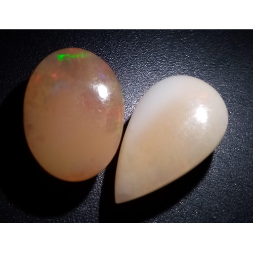 764 - A Lot of 4.45Ct Pear cut Ethiopia Origin White Fire Opal & 5.15 Ct Oval White Fire Opal. GLI Certifi... 