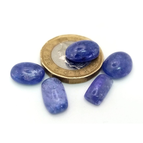 721 - A 23ct AAA Quality Cabochon Tanzanite Gemstones Lot of 5 Pieces.