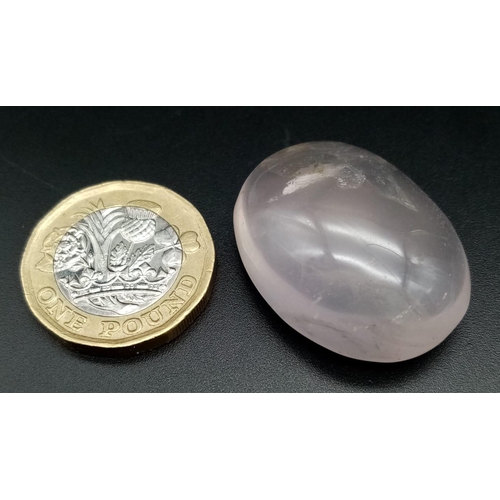 629 - A 65.45Ct Oval Cabochon Rose Quartz.  GLI Certified.