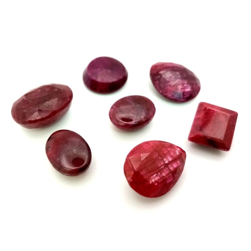 497 - A Lot of 97.5CT Faceted & Cabochon Colour Enhanced Ruby. Mixed Shapes. GLI Certified.