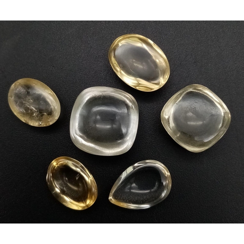 525 - A Lot of 6 Pcs of 36.35 Ct Cabochon Citrine Gemstones in Mix Shapes.